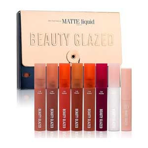 6Pcs Matte Liquid Lipstick + 1Pcs Balm + 1Pcs Lip Plumper Oil Makeup Set(Multicolor)