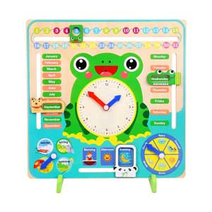 MAKINGTEC Wooden Calendar Clock Toy for Toddlers Boys and Girls